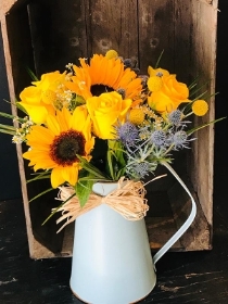 Sunflowers, Yellow Roses and Jug