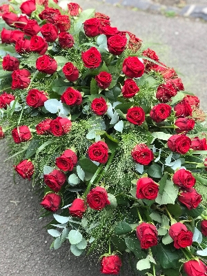 Red Roses Casket Spray