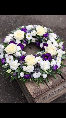 Purple and White Wreath