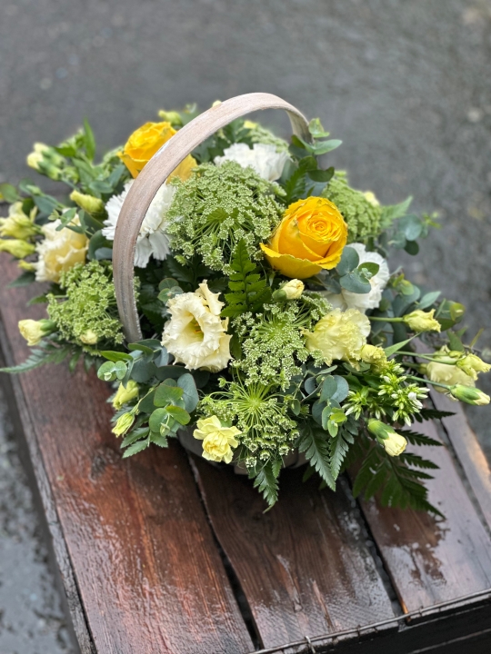 Yellow and White Basket