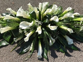 White calla Lily casket spray