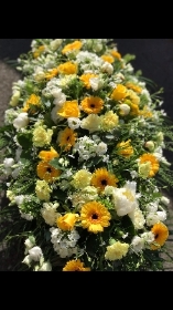 Yellow and White Casket Spray