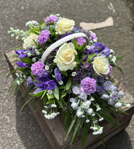 White purple lilac basket